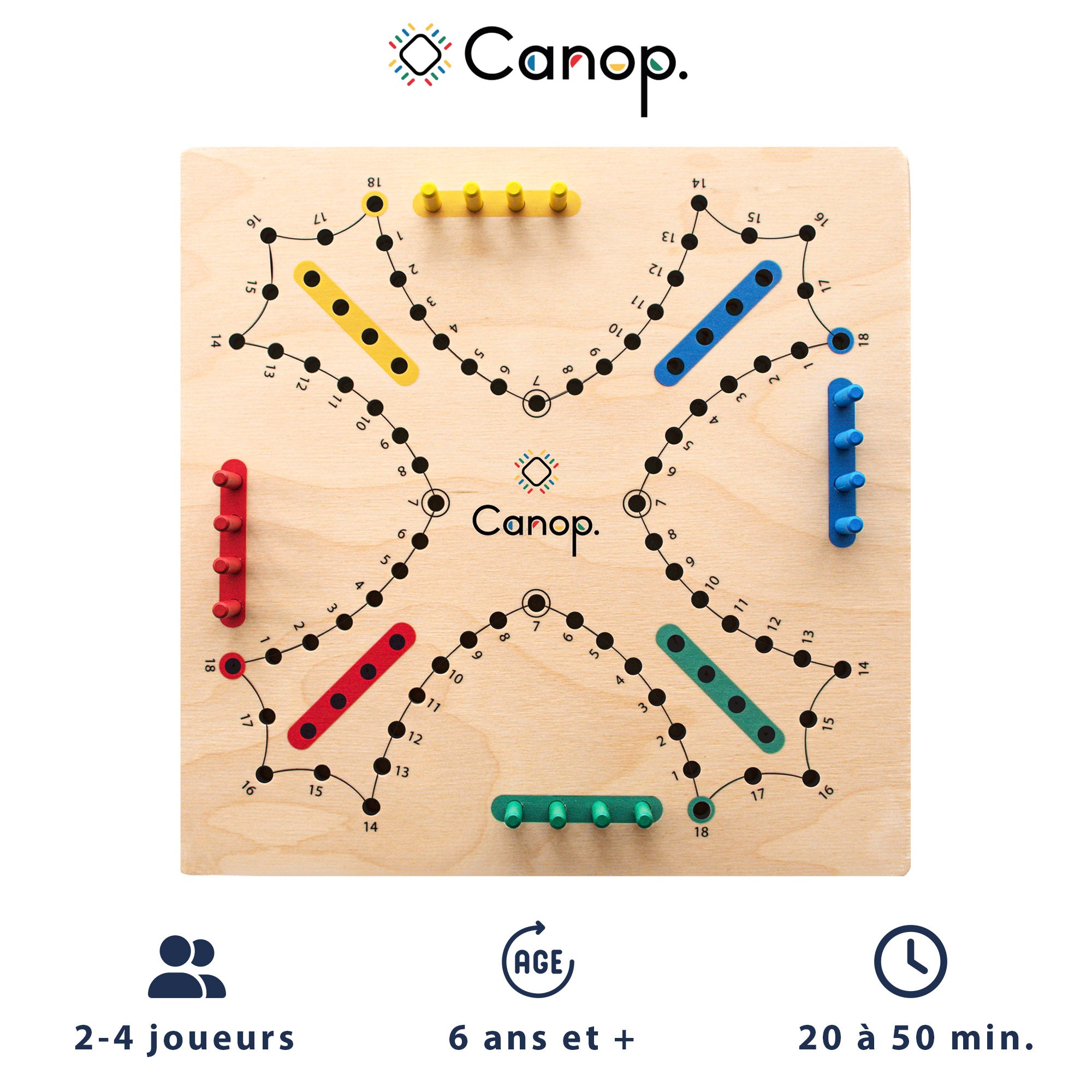 Plateau du jeu de Tock sur un fond bleu